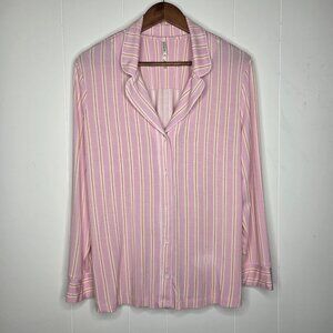 Soma Womens Striped Button Front Cool Nights Sleep Shirt Size L Comfy Lounge